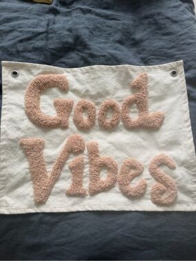 Good Vibes Chenille Wall Hanging - Cream and Blush
